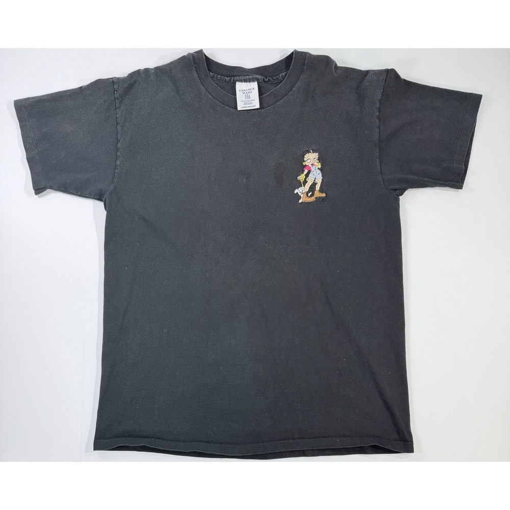 Vintage Betty Boop Embroidered T Shirt College Ware USA Made in USA Large